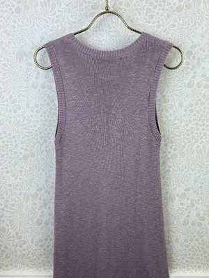 Free People Beach Purple Cotton Slit Sleeveless Ribbed Maxi Dress - Size - XS thumbnail 7
