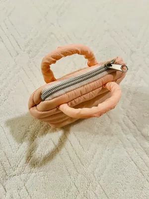 light pink puffy mini purse thumbnail 2