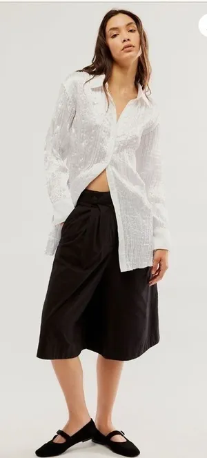 Free people Lydia white pleated top Nwot Xs thumbnail 1