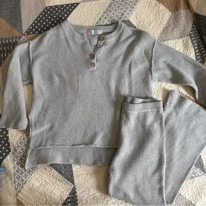 Free People Light Gray Knit Henley Sweater Set thumbnail 1