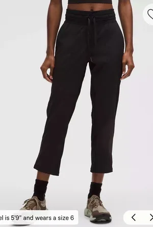Lululemon Dance Studio Mid-Rise Cropped Pant Black Drawstring Crop Pants SZ 8 thumbnail 1