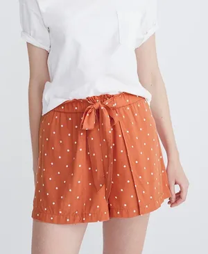 Madewell Drapey Pull On Polka Dot‎ Shorts Orange White Small thumbnail 1