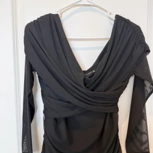 Abercrombie & Fitch Sheer Black Bodysuit Large Deep V Neck‎ Whimsy Soft thumbnail 2