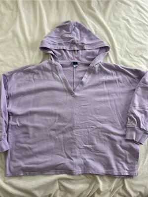 Lavender Hooded V-Neck Sweater thumbnail 1
