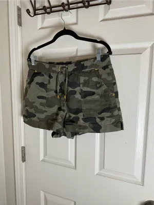 GBG Guess Linen Blend Camo Drawstring Utility Shorts woman’s Size M thumbnail 2