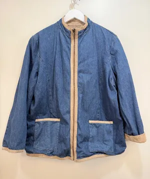 Ranch Wear Gran Chic Western Reversible Chore Barn Jacket Suede Denim XL thumbnail 1