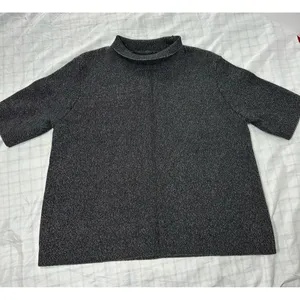 Zara Knit Women’s Gray Mock Neck Short Sleeve Sweater Top - Size L - Minimalist thumbnail 3