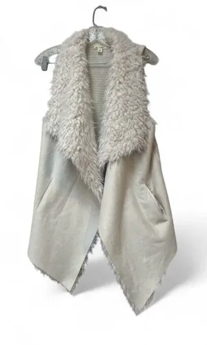 Miami Cream Faux Fur Waterfall Vest L 70s Boho Festival Penny Lane thumbnail 1