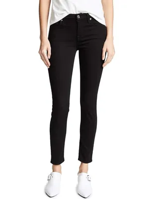 7 For All Mankind Gwenevere Skinny Jeans Black Lake Mid Rise Stretch Womens 28 thumbnail 2