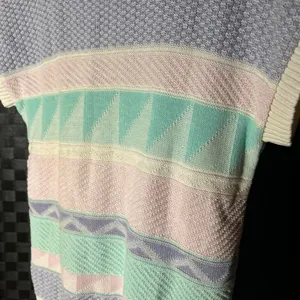 Vintage Sweater Vest Pastel Geometric Knit 80s Grandmacore Cottagecore College thumbnail 6