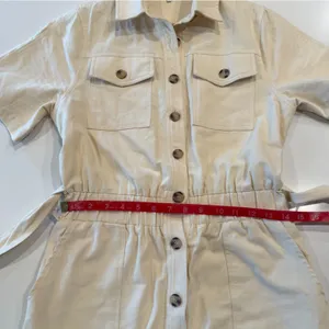 Crescent Cream Button-Up Utility Cotton Belted Romper Size Small‎ thumbnail 5