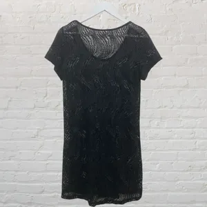 Alexa & Stella Black Crochet Mesh Swim Cover-Up Dress L Beachy Summerdress Chic thumbnail 4