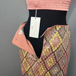 NWT CAROLINE CONSTAS Sequin Crop Top & Skirt Set Pink Size 2 thumbnail 7