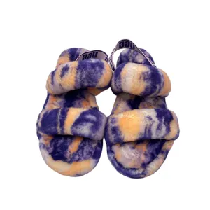 UGG Oh Yeah Marble Women's Purple Peach Tie Due Fleece Slingback Slippers Size 9 thumbnail 2