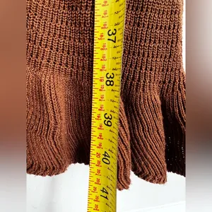 House of Harlow 1960 Square neck Brown Knit Ruffle Hem Midi Tank Dress S thumbnail 2