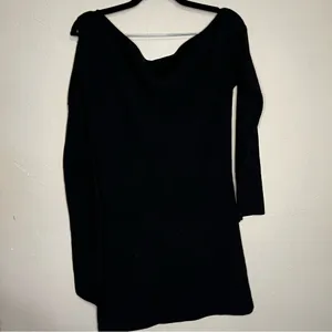 Tobi Olivia One Side Sleeve‎ Black Off Shoulder Ribbed Sweater Mini Dress thumbnail 10