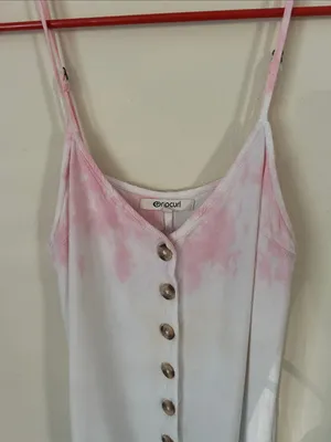 Rip curl boho Wipeout Pastel Tie Dye button down mini Dress M thumbnail 4