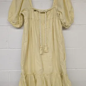 NEW sz XS 0-2 Saint Helena holly Maxi sun puff sleeve yellow dress Embroidery thumbnail 7