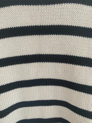 GAP Crew Neck Cotton Nautical Split Hem Striped Sweater Pullover Black Cream M thumbnail 2