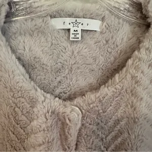 Fever Fuzzy‎ Faux Fur Coat Women's Medium Light Gray Button Neck Closure Lined thumbnail 5