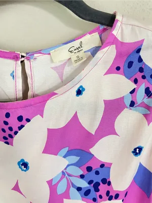 Easel‎ Purple Floral Sleeveless Tiered Poplin Midi Dress S Tropical Resortwear thumbnail 5
