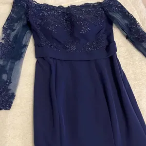 Hebeos Women's Formal Dress Mermaid Lace Bridesmaid Gown Navy Blue Size 8-10 thumbnail 7