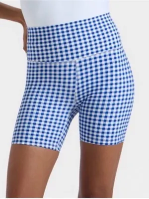 All in Motion Everyday Soft Ultra High-Rise Bike Shorts 6" Blue Gingham thumbnail 1