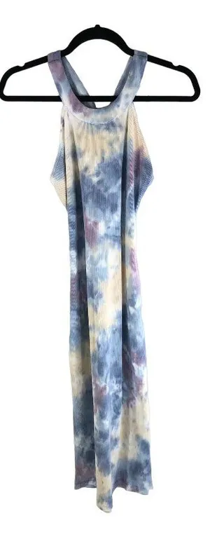 NWOT Young Fabulous & Broke Blue Ribbed Criss-Cross Back Strap Midi Dress Sz M thumbnail 1