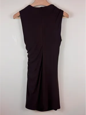 Zara Chocolate Brown Ruched Draped Sleeveless Bodycon Mini Dress Size L thumbnail 6