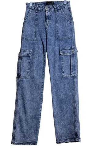 Between Us Cargo Jeans Juniors 26 Acid Wash Flare Straight Leg Y2K Denim thumbnail 1
