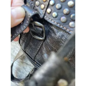 Vintage 70’s leather studded buckles backpack Black thumbnail 13
