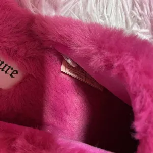 Y2K Juicy Couture Pink Rhinestone Embellished Faux Fur‎ Scuff Slippers coquette thumbnail 4