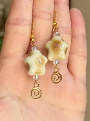 Handmade ceramic chunky star boho fairy y2k earrings⭐️💚 thumbnail 3