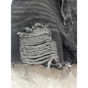 Pac Sun High Rise Icon Short Hyper Distressed Shorts 26 Button Fly Black Vintage thumbnail 4