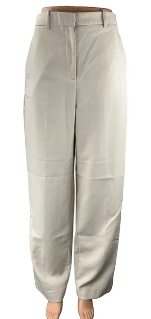 Zara Women's White High Waisted Wide Leg Baggy Trousers Dress Pants Size S thumbnail 1