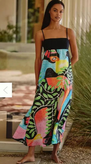 Anthropologie Celandine x Carla Petelski Printed Cotton Midi Dress Size: S thumbnail 1