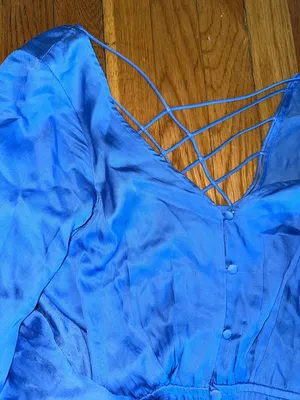 Free People Later Days Midi Dress blue summer Resortwear size 6 thumbnail 2