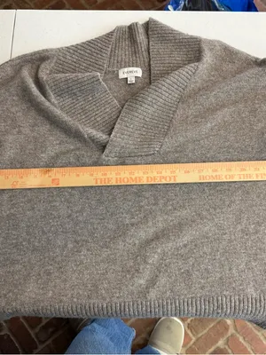 Evereve Taupe Tan Sweater V Neck‎ Shawl Collar Size Large Oversized Neutral thumbnail 6