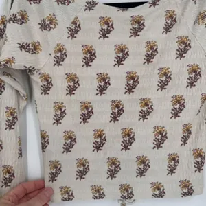 Anthropologie Sabrina Cinched‎ Crop Top Shirt neutral floral color Small Boho thumbnail 10