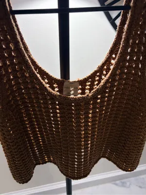 wild fable Brown Crochet Scoop Neck Crop Top thumbnail 2