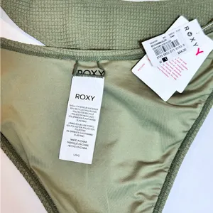 Roxy Essaouira Oil Green Textured High Leg Bikini Bottom L NWT Low Rise Beach thumbnail 6
