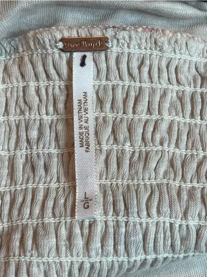 Free People Cream Scottie Printed Tube Sleeveless Top Stretchy Sz L BarbieCore thumbnail 8