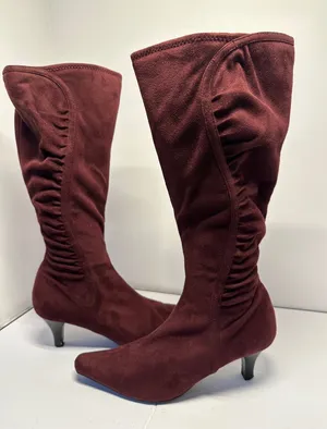 Impo WineSuede Pointed Toe Kitten Heel Slouch Boots Size 6.5 thumbnail 1