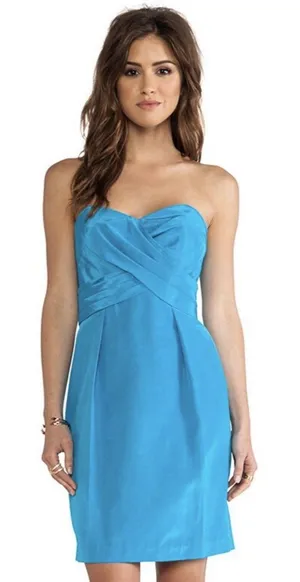 Shoshanna Women's Strapless Kira Dress Turquoise Blue USA Size 8 Homecoming Y2K thumbnail 1