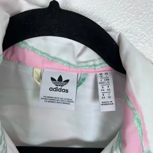 Adidas RYV Women's Marble Windbreaker Jacket‎ Pink Green White Size L thumbnail 3
