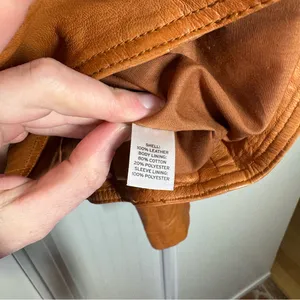 Vintage Hinge Seattle Womens Tan Leather Jacket Small Moto‎ Indie Grunge Rocker thumbnail 3