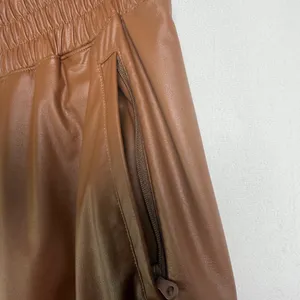 OFFLINE by Aerie Women’s Faux Leather Wide Leg Pull-On Pants Tan Brown Sz S NWT thumbnail 5