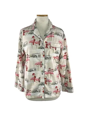 Nick and Nora Sz Small Pajama Set Womens Pink Drawstring Pockets Camper Flamingo thumbnail 7