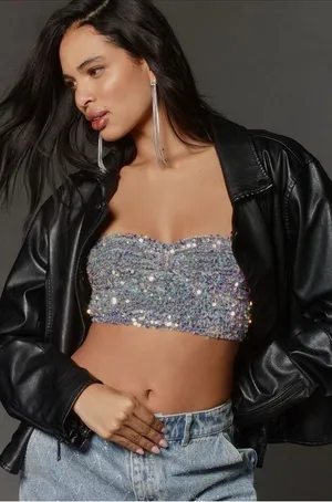 Anthropologie NWT The Eve Sequin Bralette: Bandeau Edition - S thumbnail 1