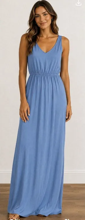 Show Me Your Mumu Kendall Maxi Dress XS Slate Blue Bridesmaid Wedding Formal NWT thumbnail 1